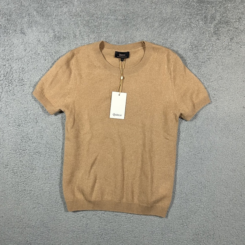 NWT Quince 100% Mongolian Cashmere Short Sleeve Sweater Tee Womens Small #2787